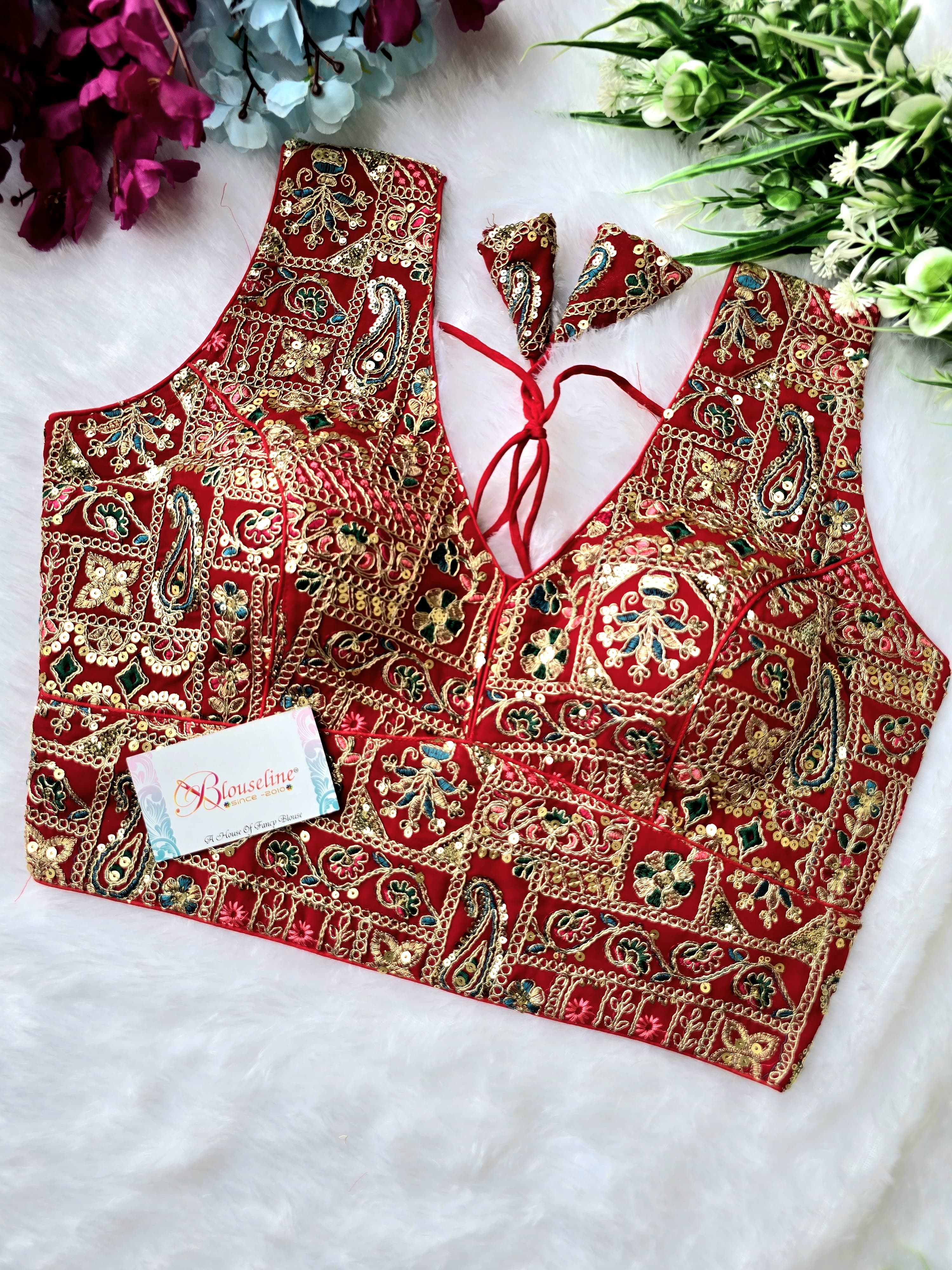 Designer Georgette Embroidered Blouse - Premium Quality | Blouse Line (Surat Manufacturer) - BlouseLine