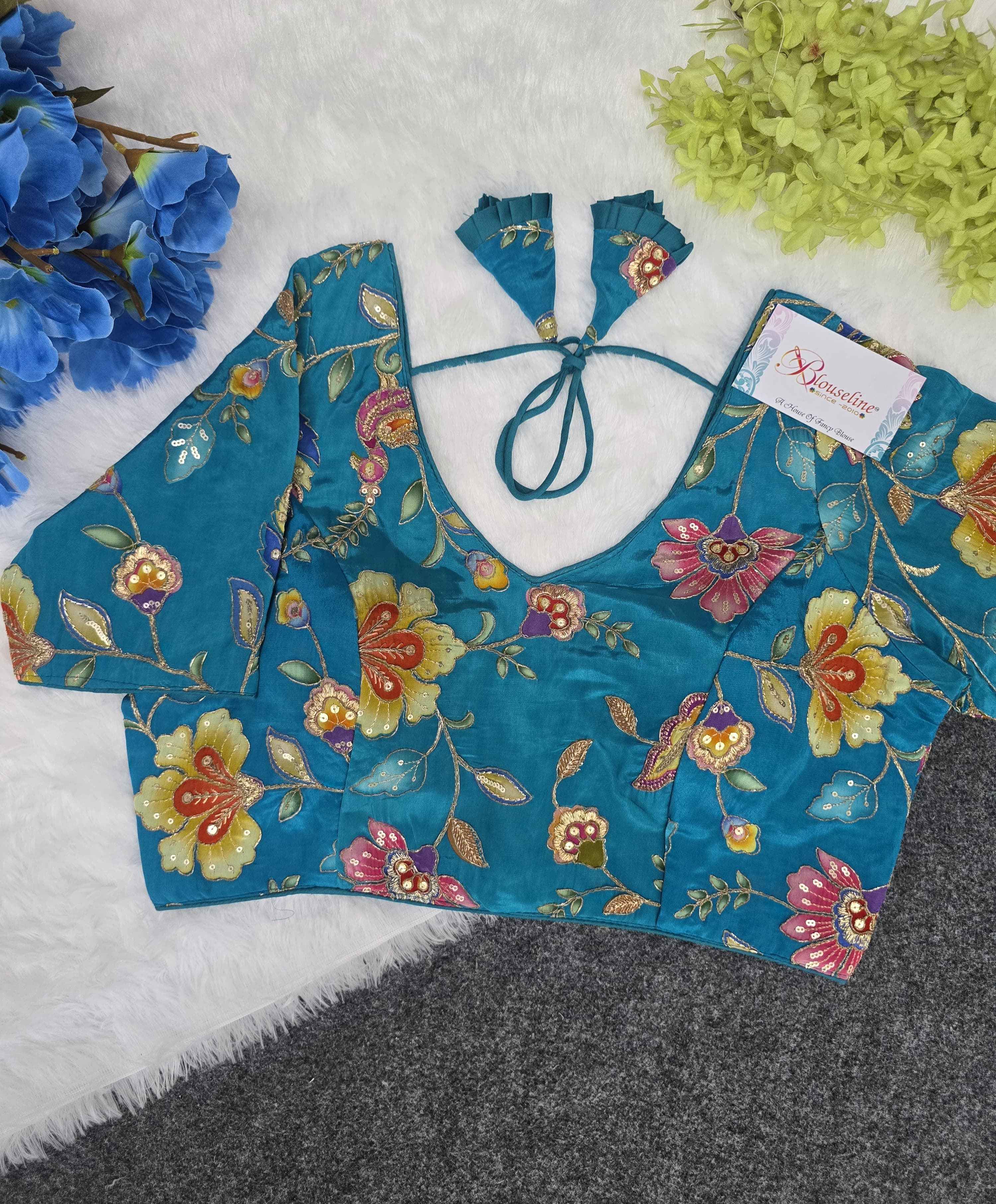 Latest Collection Crepe Viscose Position Print Blouse Manufacturer in Surat | BlouseLine