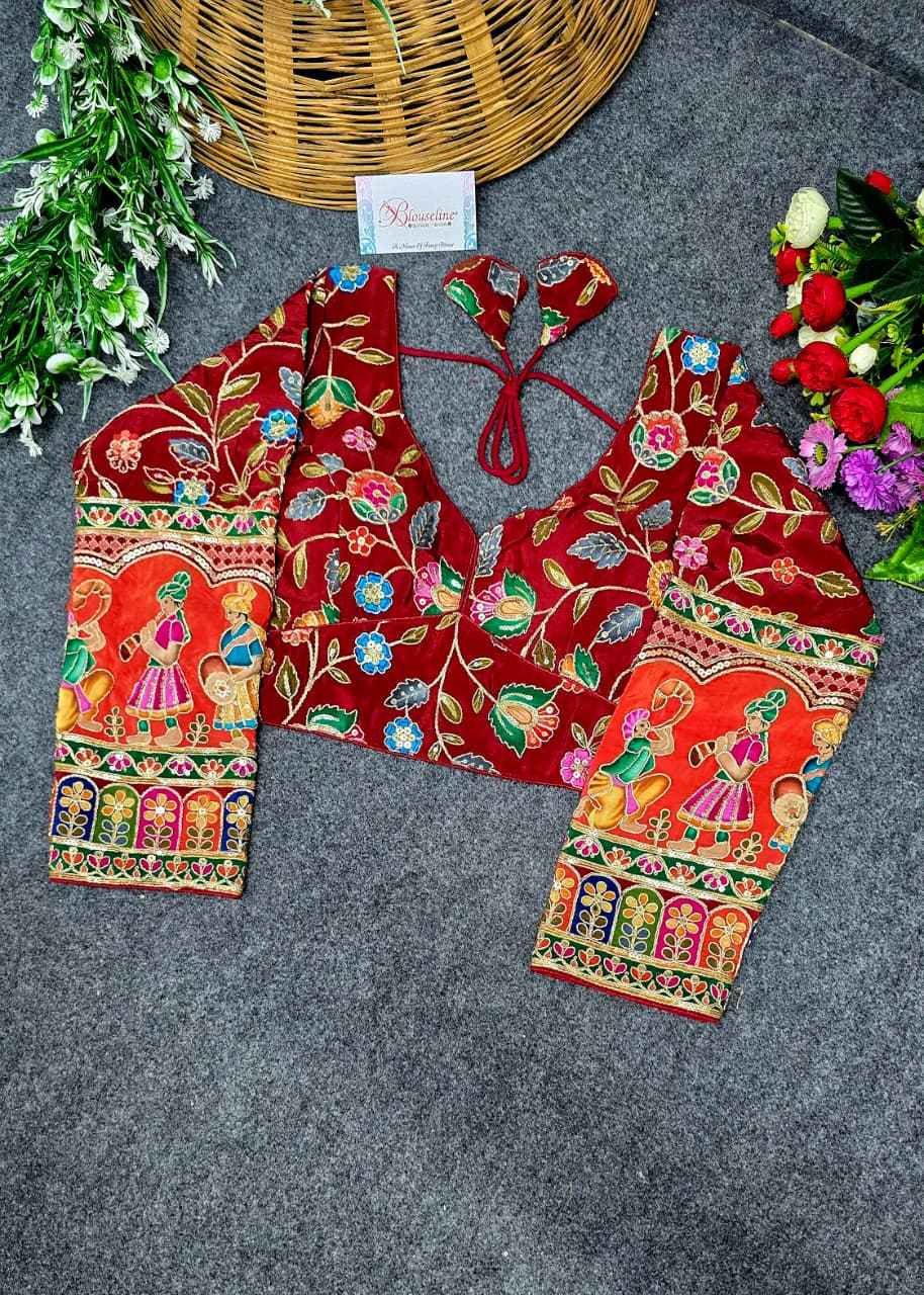 Crepe Viscose Position Print Blouse Supplier in Surat - Blouseline