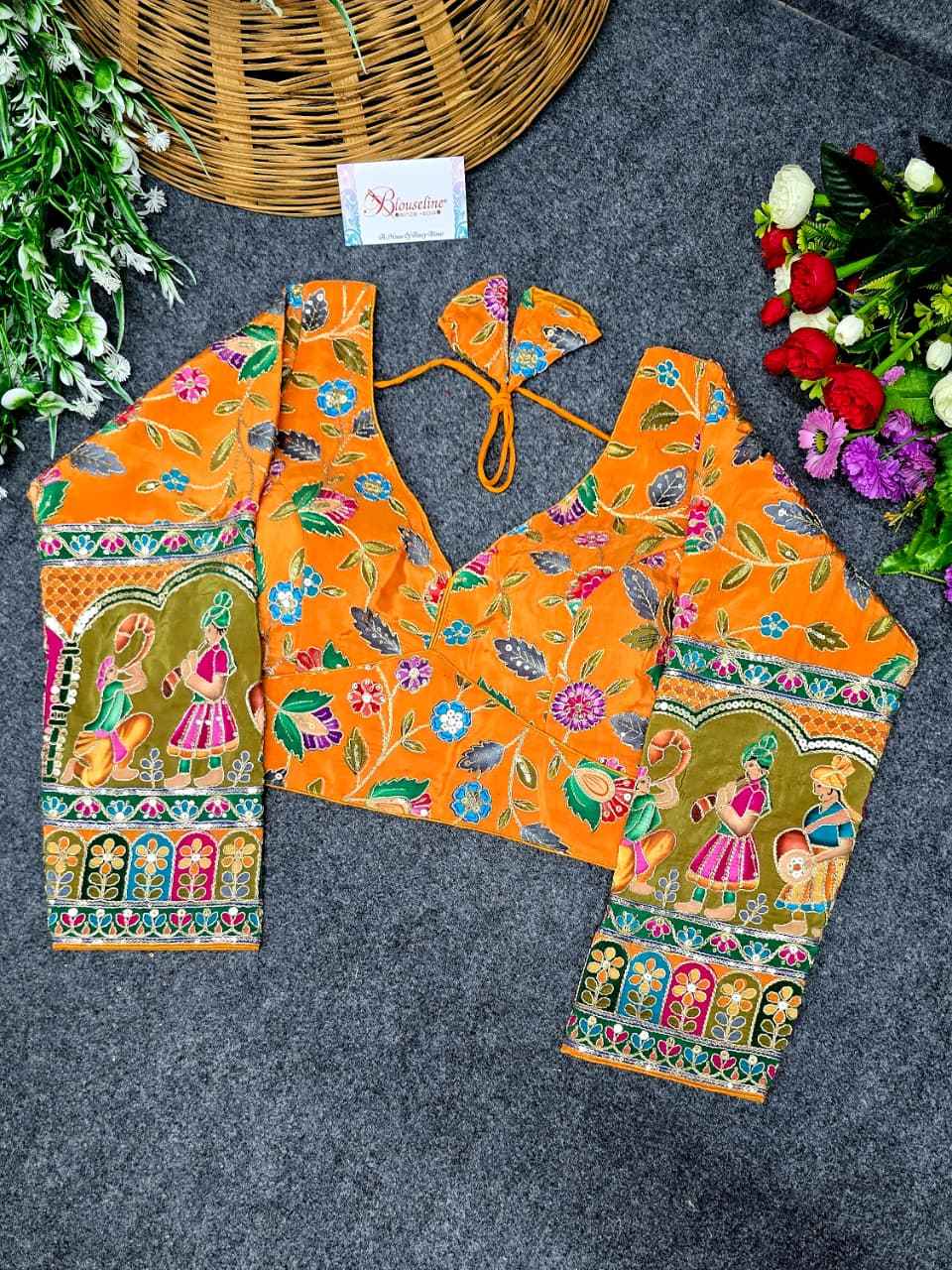 Crepe Viscose Position Print Blouse Supplier in Surat - Blouseline