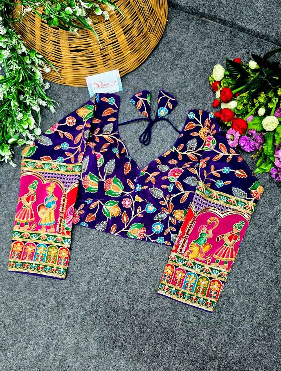 Crepe Viscose Position Print Blouse Supplier in Surat - Blouseline