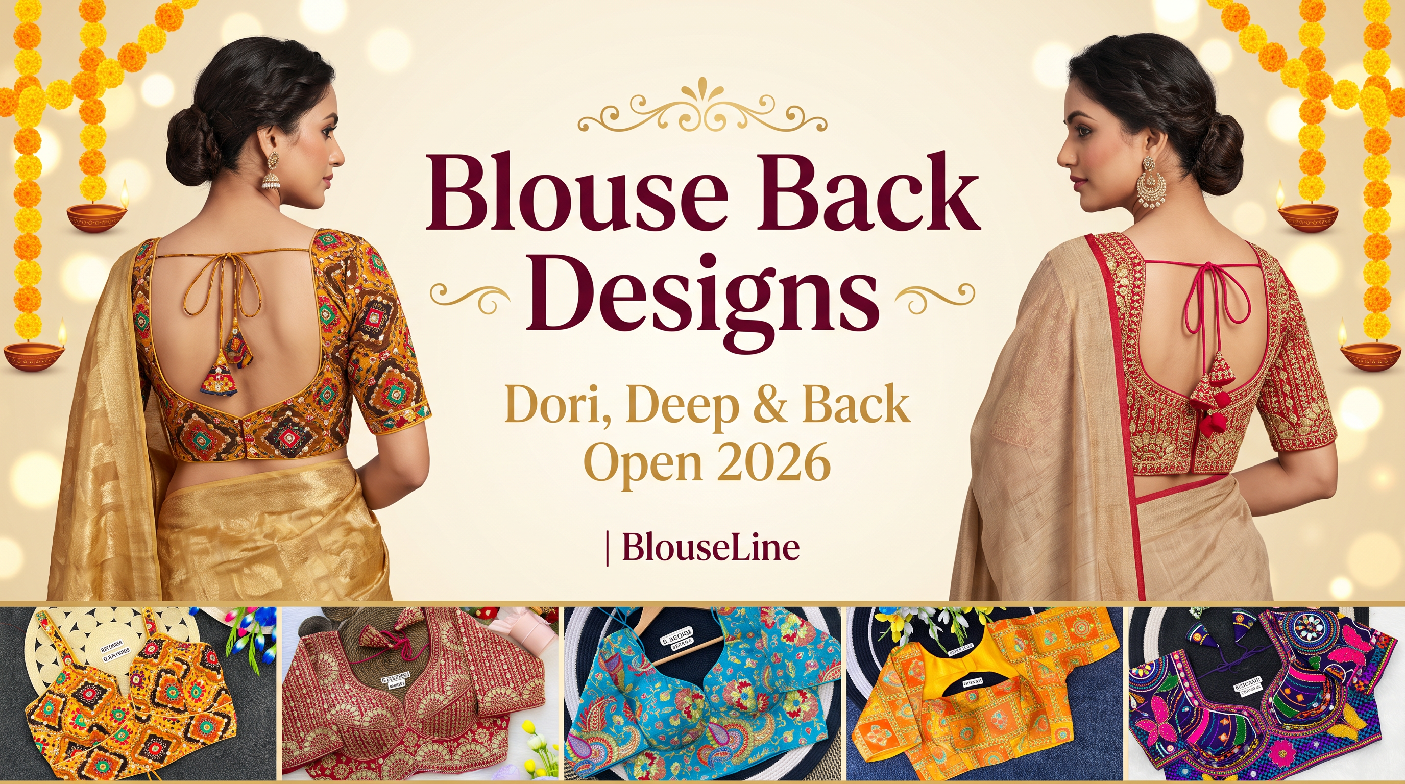 12 Blouse Back Design Ideas 2026: Dori & Deep | BlouseLine – Blouseline