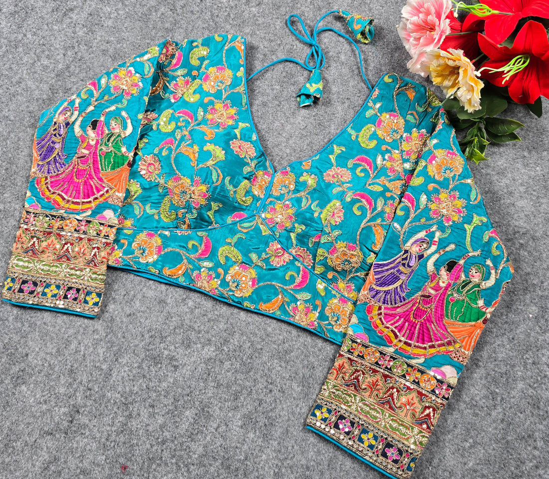 Blouse Line Viscose Crepe Pojisan Print Embroidered Blouse