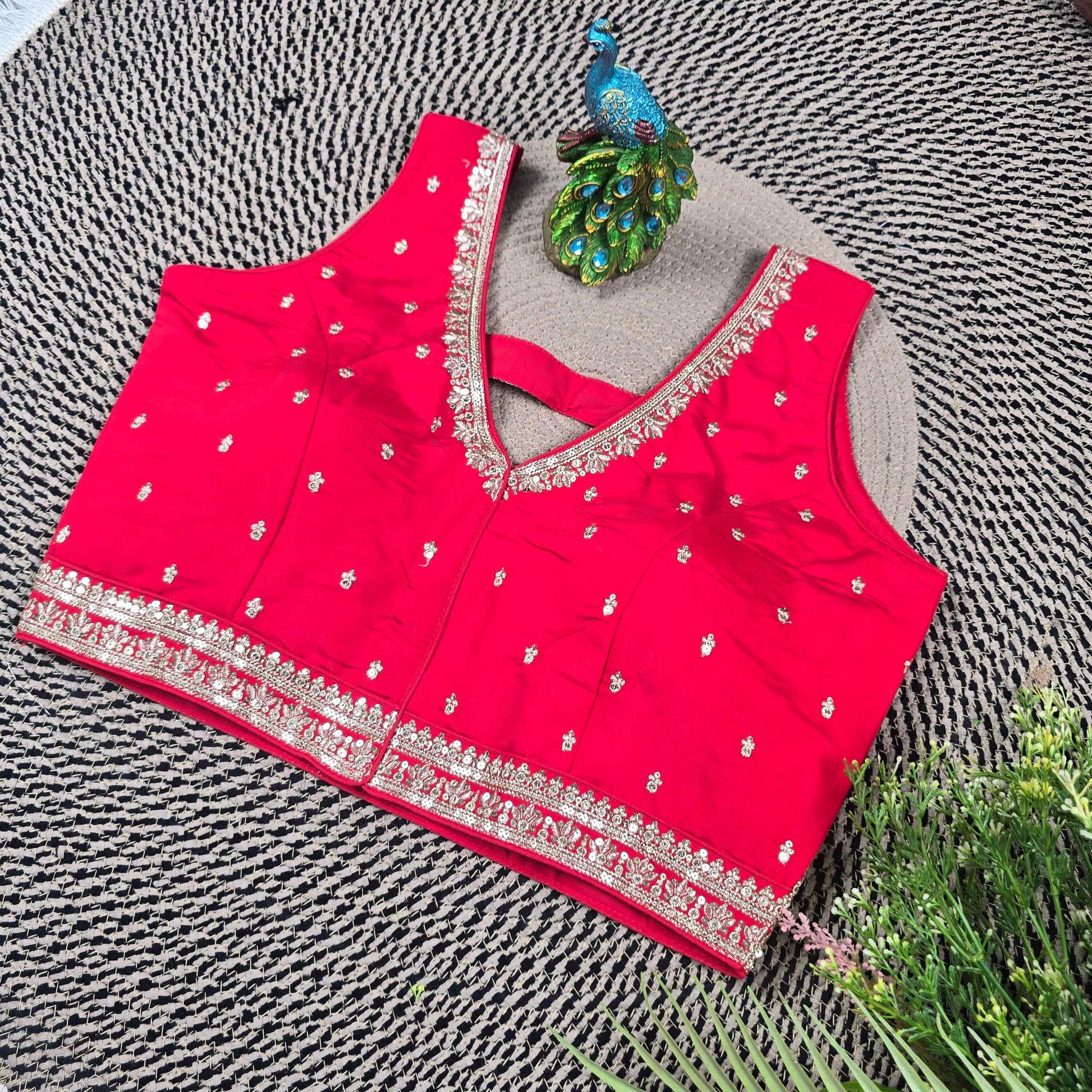 Slub Silk Embroidered Blouse - Premium Ethnic Collection | Blouse Line Surat