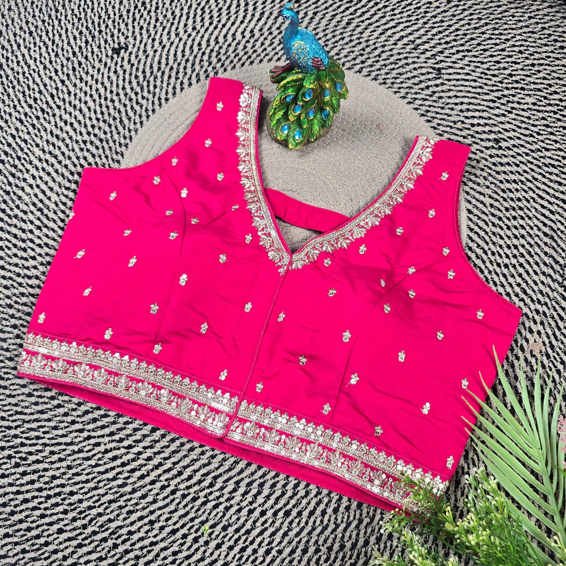 Slub Silk Embroidered Blouse - Premium Ethnic Collection | Blouse Line Surat