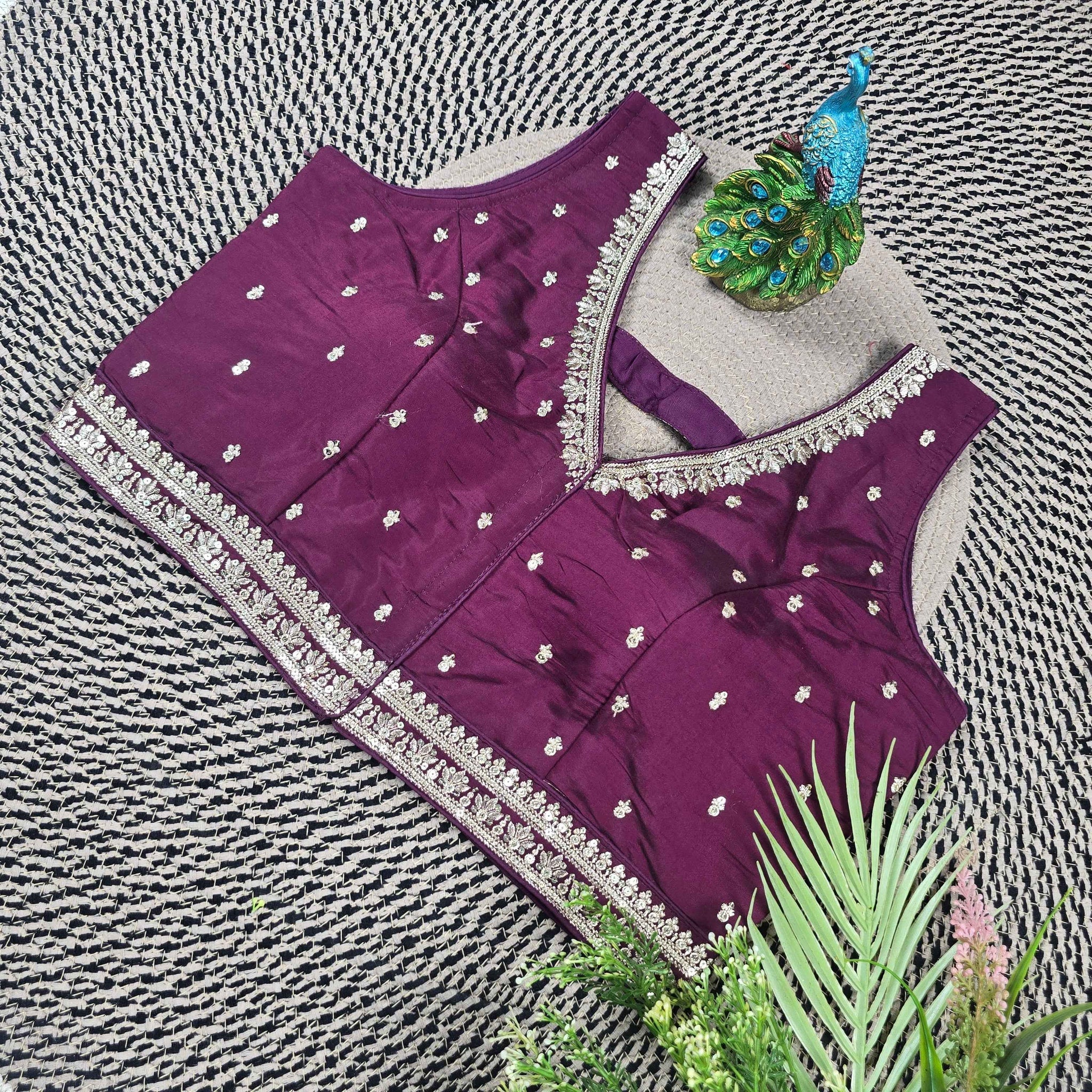 Slub Silk Embroidered Blouse - Premium Ethnic Collection | Blouse Line Surat