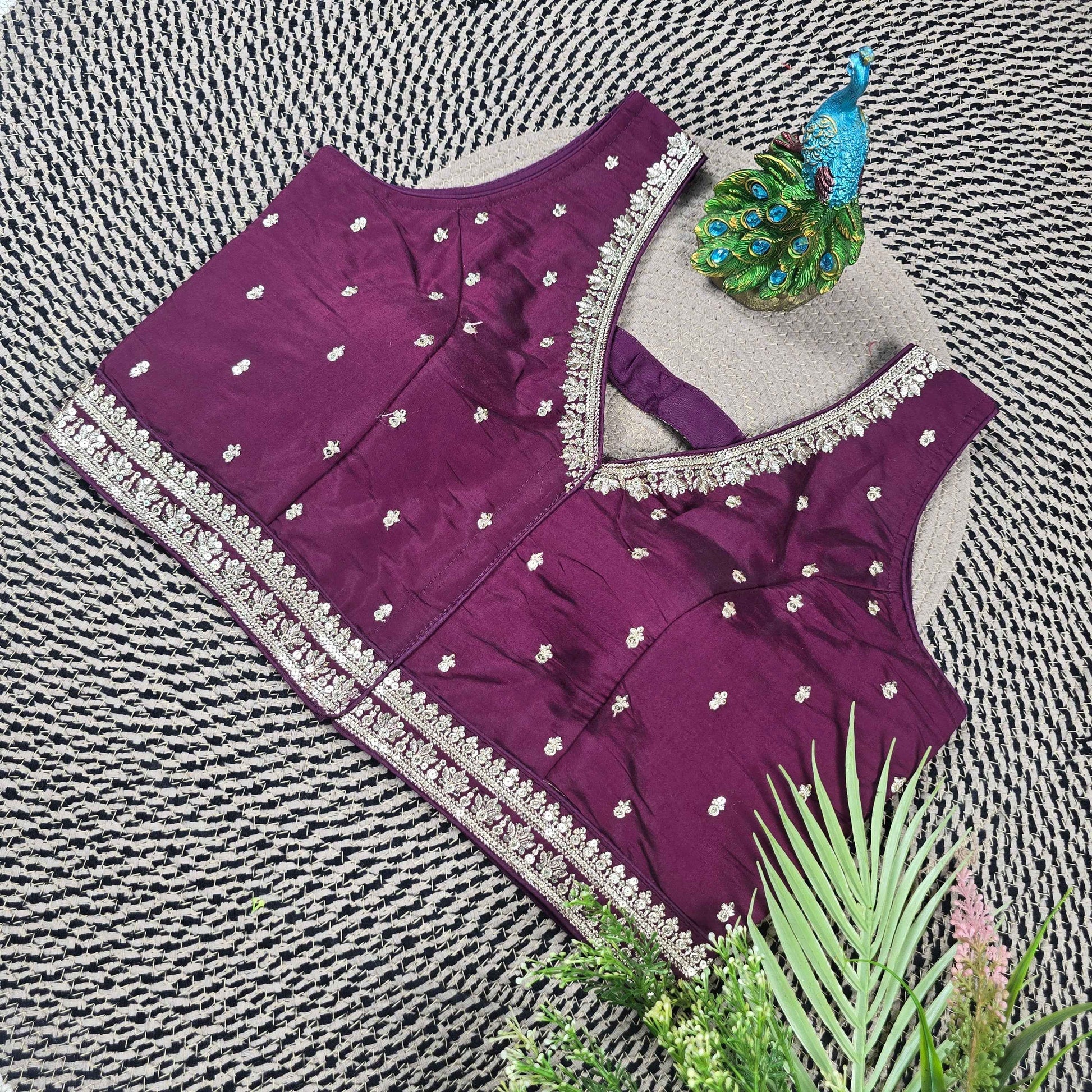 Slub Silk Embroidered Blouse - Premium Ethnic Collection | Blouse Line Surat