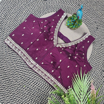 Slub Silk Embroidered Blouse - Premium Ethnic Collection | Blouse Line Surat