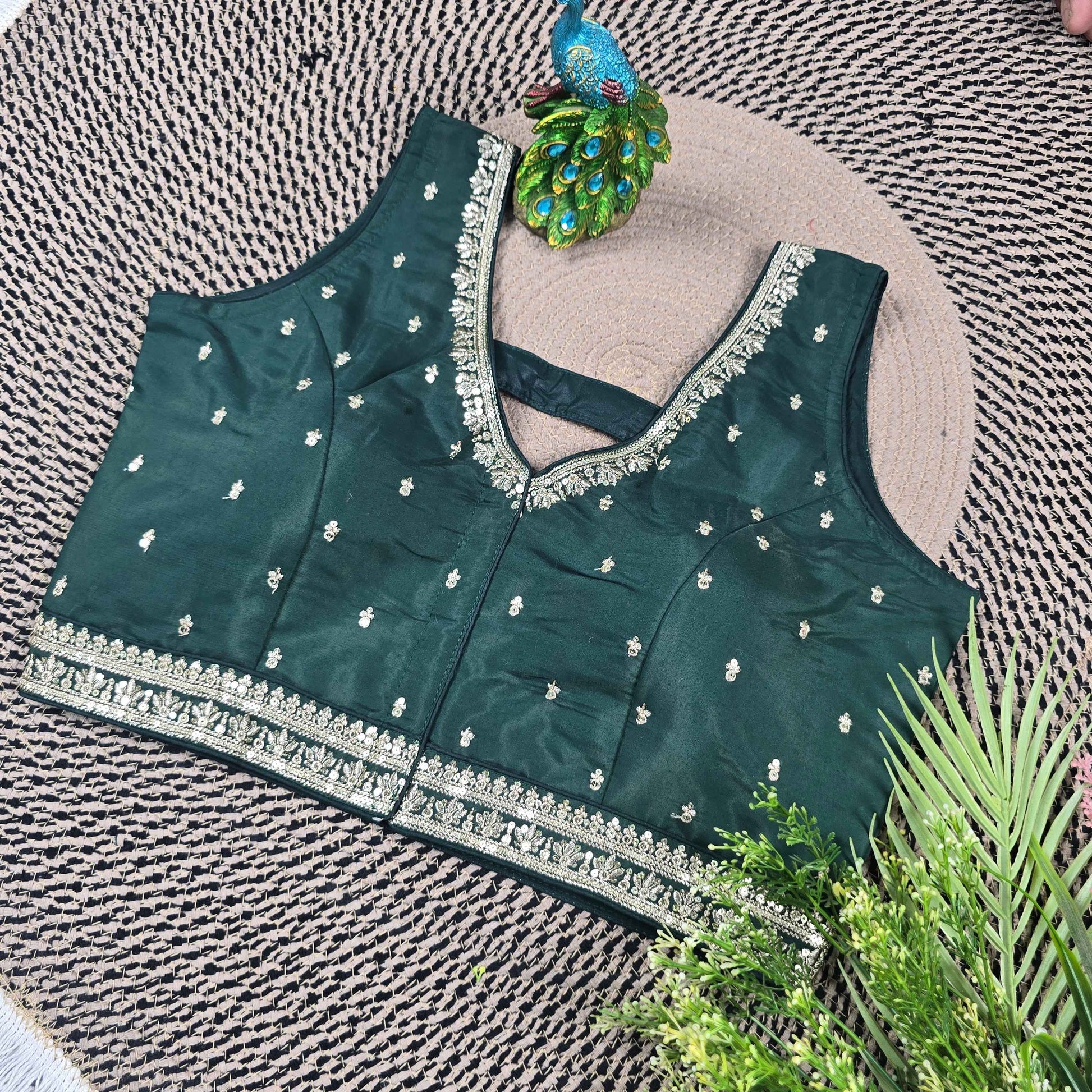 Slub Silk Embroidered Blouse - Premium Ethnic Collection | Blouse Line Surat