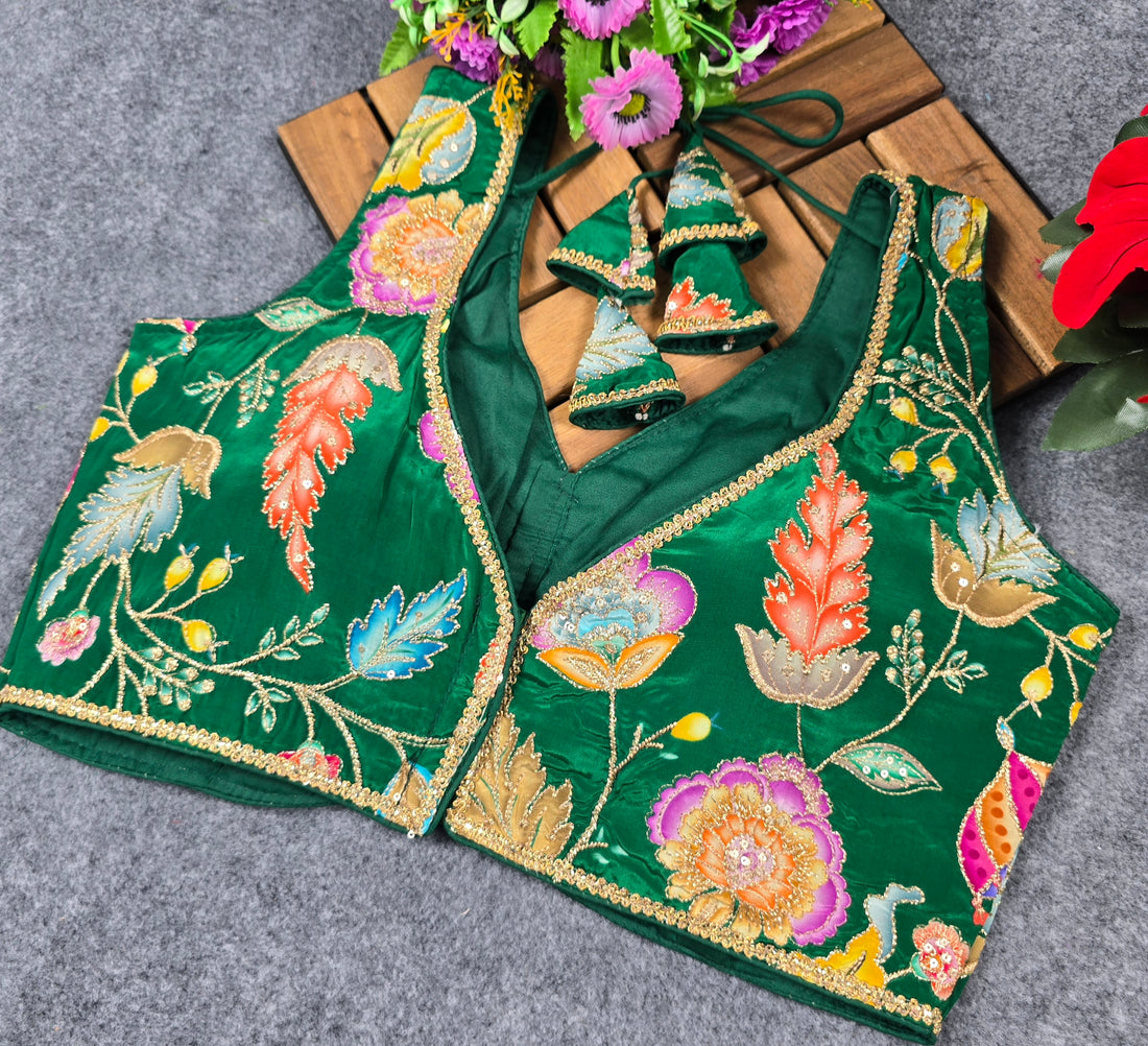 Soft Viscose Crepe Pojisan Embroidered Blouse - Premium Comfort