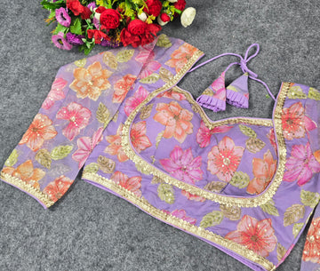 Designer Long Sleeve Organza Pojisan Embroidered Blouse – Premium Quality