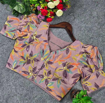 Designer Silk Pojisan Print Embroidered Blouse - Latest Trend
