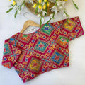 Viscose Crepe Position Print Blouse | Heavy Zari & Coding Embroidery Front Open - BL 6397