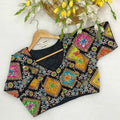 Viscose Crepe Position Print Blouse | Heavy Zari & Coding Embroidery Front Open - BL 6397