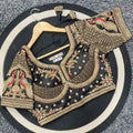 Premium Malai Silk Golden Zari Blouse with 3mm Sequins & Diamond Work - BL 6648