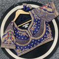 Premium Malai Silk Golden Zari Blouse with 3mm Sequins & Diamond Work - BL 6648