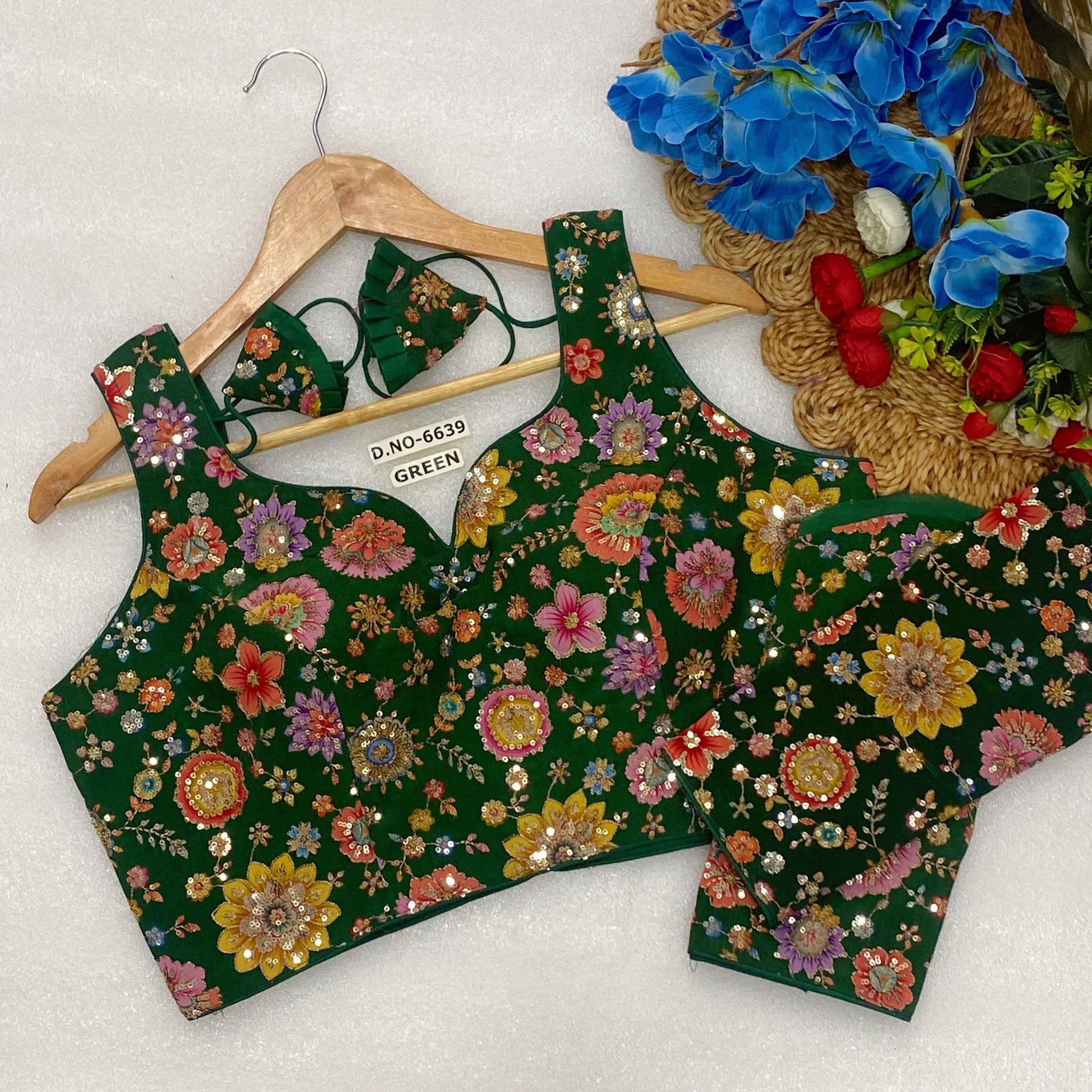 Sleeveless with Attached Sleeves Designer Blouse | Viscose Crepe | Position Print Embroidery - BL 6639
