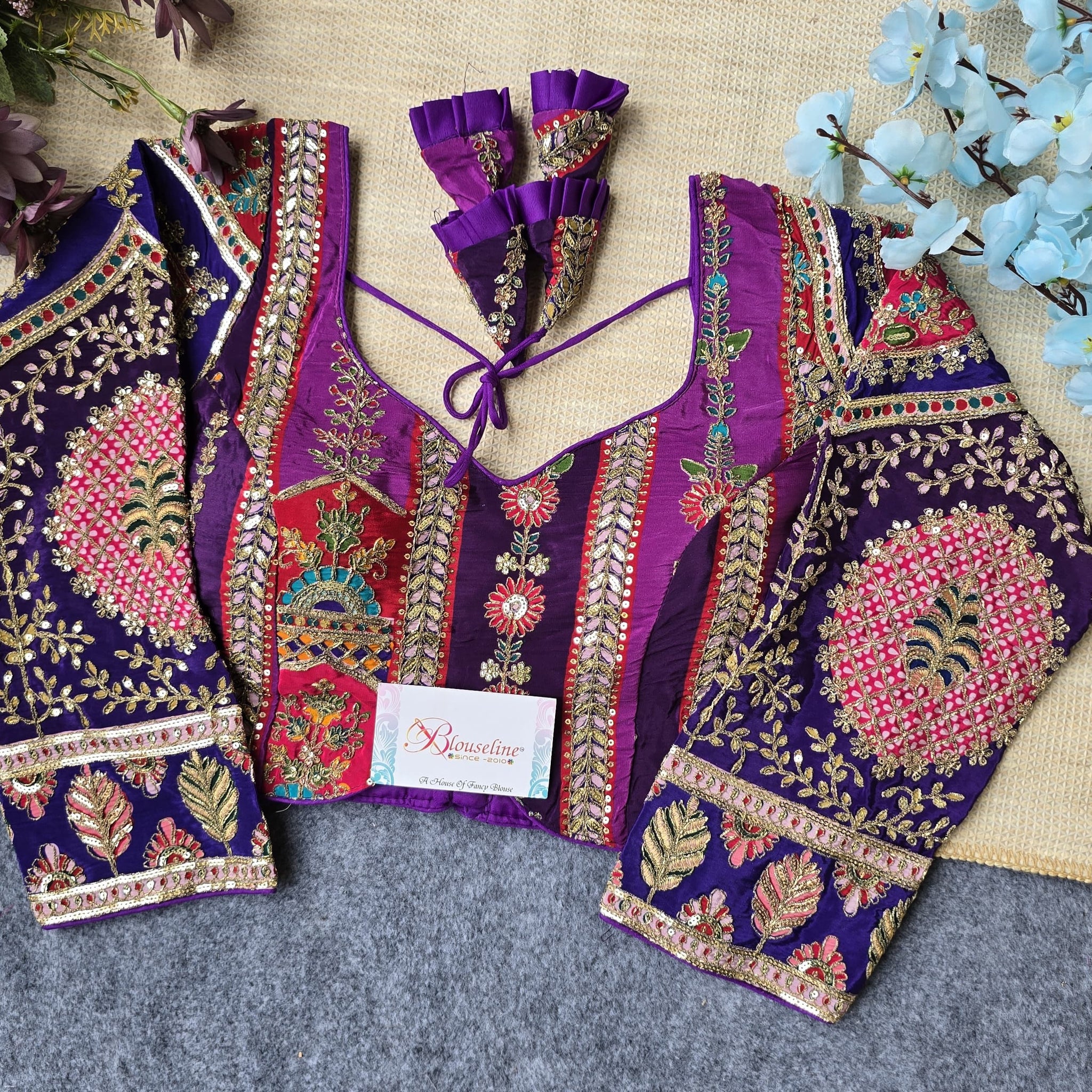 Premium Viscose Blouse with Pojisan Print and Embroidery | Blouse Line Surat - BlouseLine