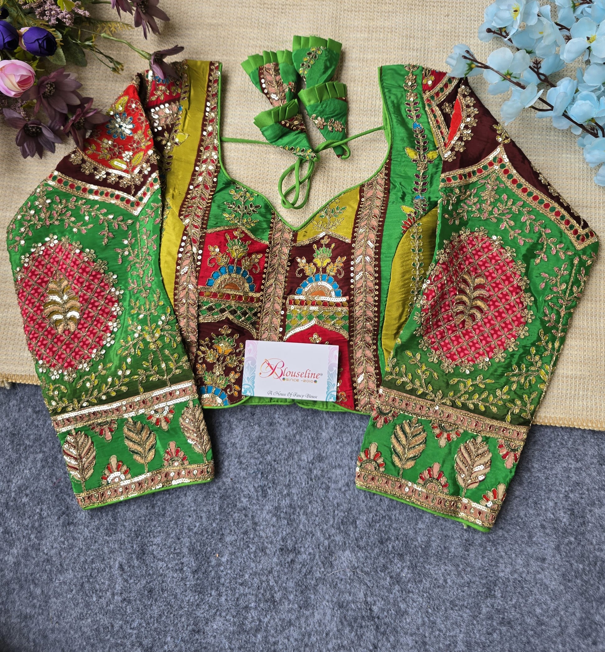Premium Viscose Blouse with Pojisan Print and Embroidery | Blouse Line Surat - BlouseLine
