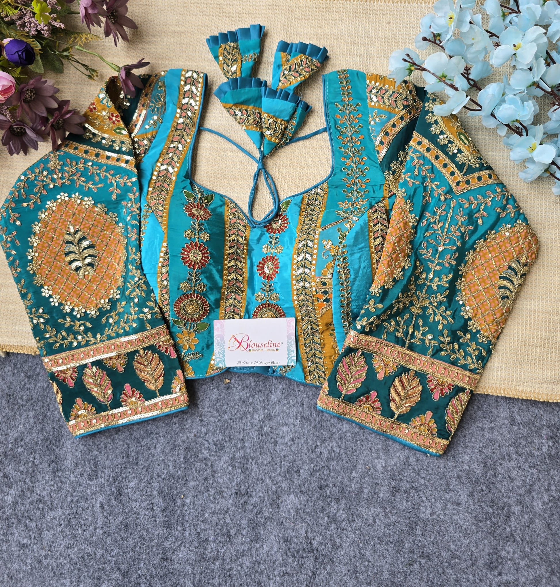 Premium Viscose Blouse with Pojisan Print and Embroidery | Blouse Line Surat - BlouseLine