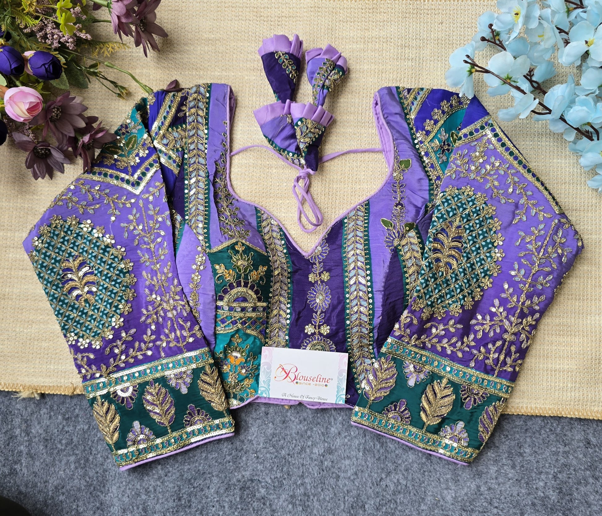 Premium Viscose Blouse with Pojisan Print and Embroidery | Blouse Line Surat - BlouseLine