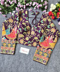 BlouseLine Viscose Crepe Pojisan Print Embroidered Blouse - BlouseLine