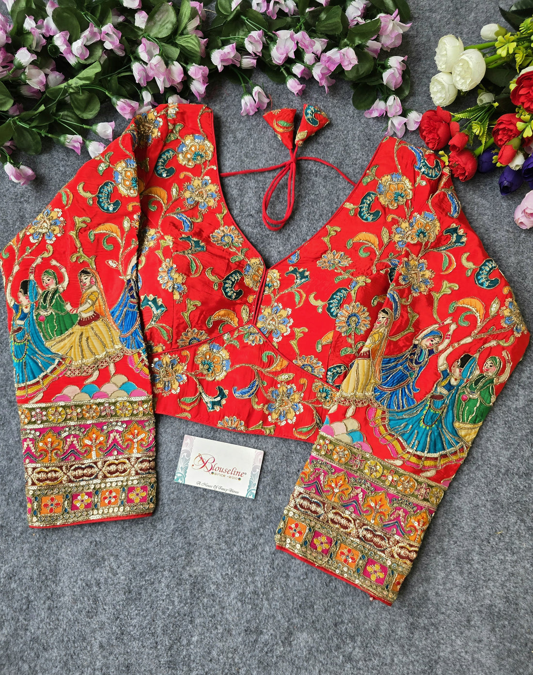 BlouseLine Viscose Crepe Pojisan Print Embroidered Blouse - BlouseLine