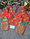 BlouseLine Viscose Crepe Pojisan Print Embroidered Blouse - BlouseLine