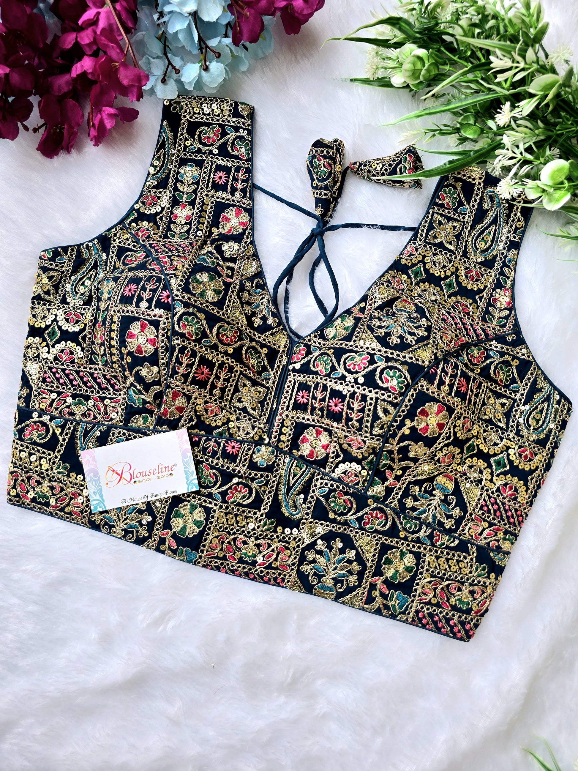 Designer Georgette Embroidered Blouse - Premium Quality | Blouse Line (Surat Manufacturer) - BlouseLine