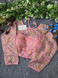 Organza Pojisan Print Embroidered Blouse for Women - Premium Quality | BlouseLine Surat - BlouseLine