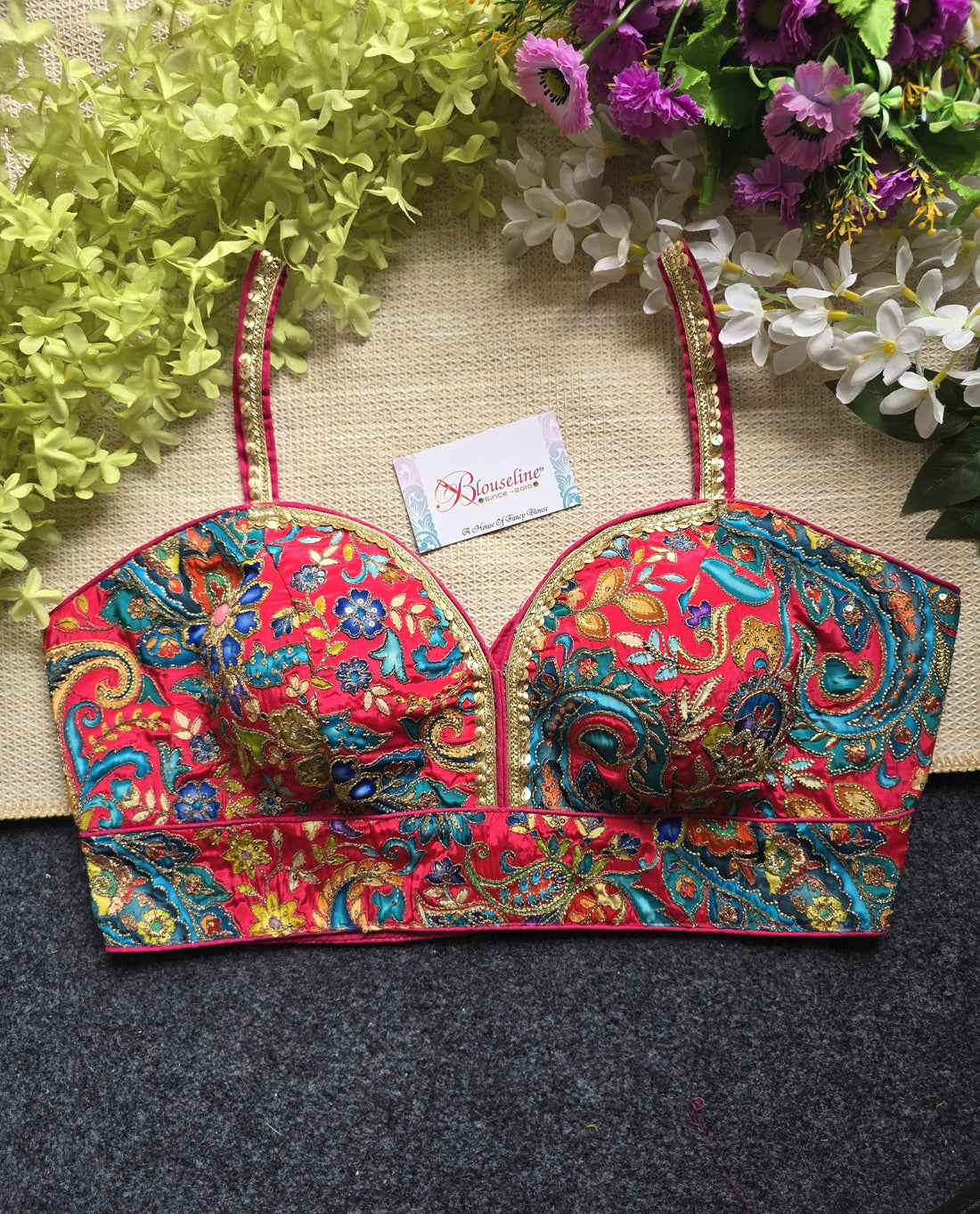 Designer Viscose Crepe Pojisan Embroidered Blouse - Premium Quality | BlouseLine - BlouseLine
