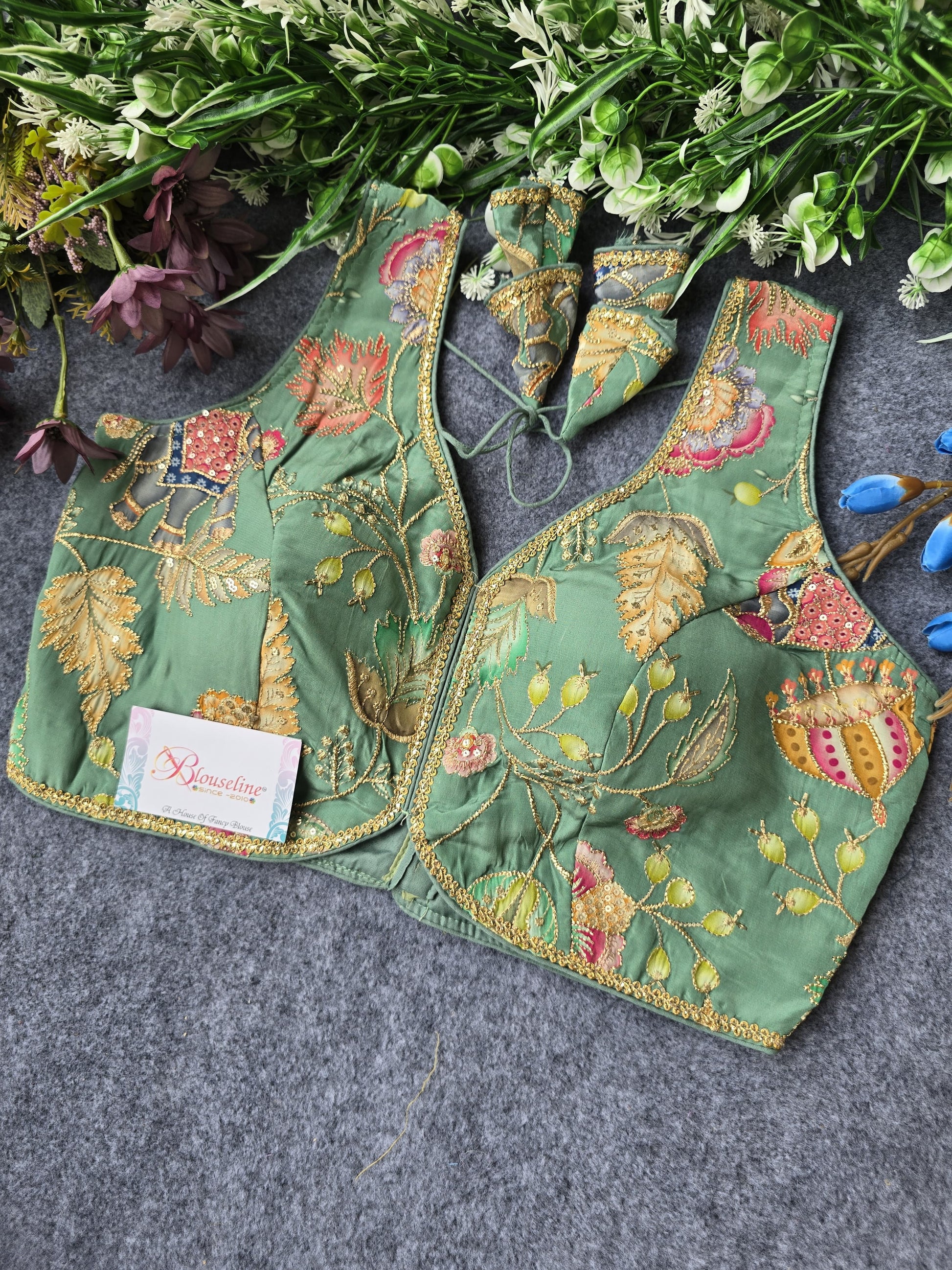Soft Viscose Crepe Pojisan Embroidered Blouse - Premium Comfort - BlouseLine