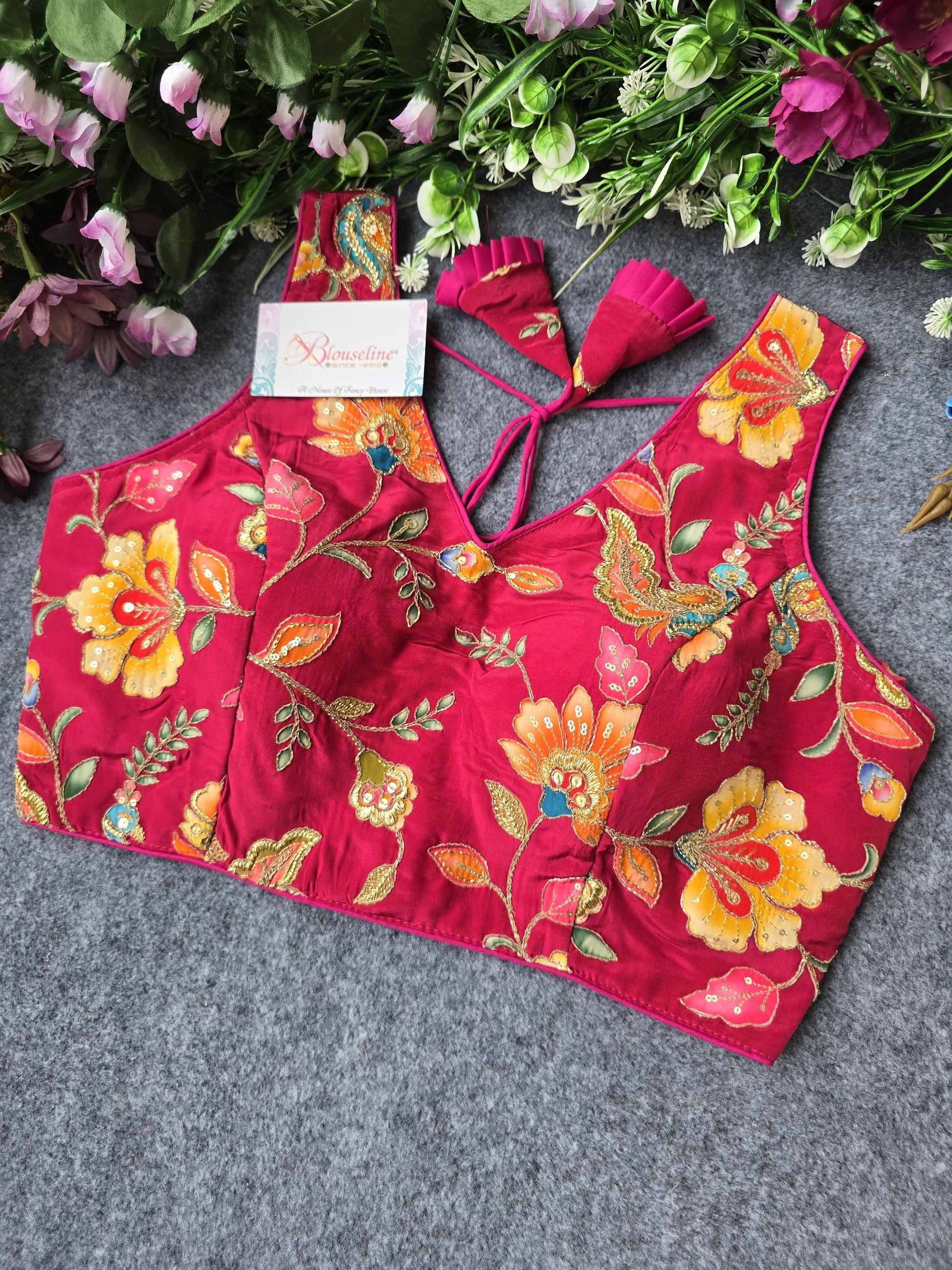 Standard Sleeve Viscose Crepe Pojisan Embroidered Blouse - BlouseLine - BlouseLine
