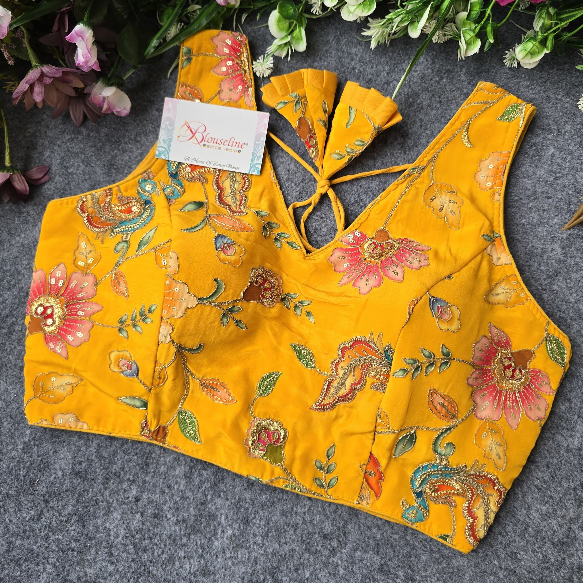 Standard Sleeve Viscose Crepe Pojisan Embroidered Blouse - BlouseLine - BlouseLine