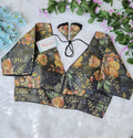 Premium Organza Pojisan Print Embroidered Blouse – Half Sleeves - BlouseLine