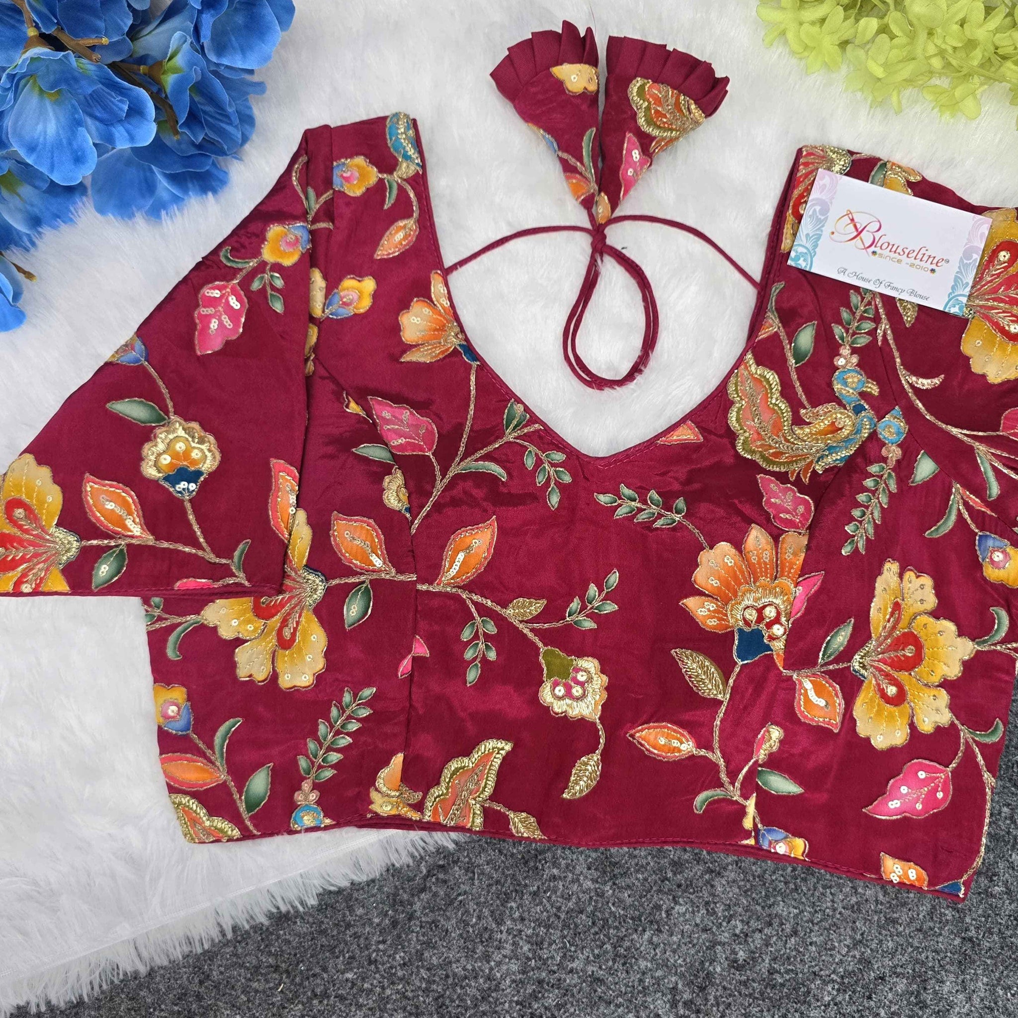 Latest Collection Crepe Viscose Position Print Blouse Manufacturer in Surat | BlouseLine