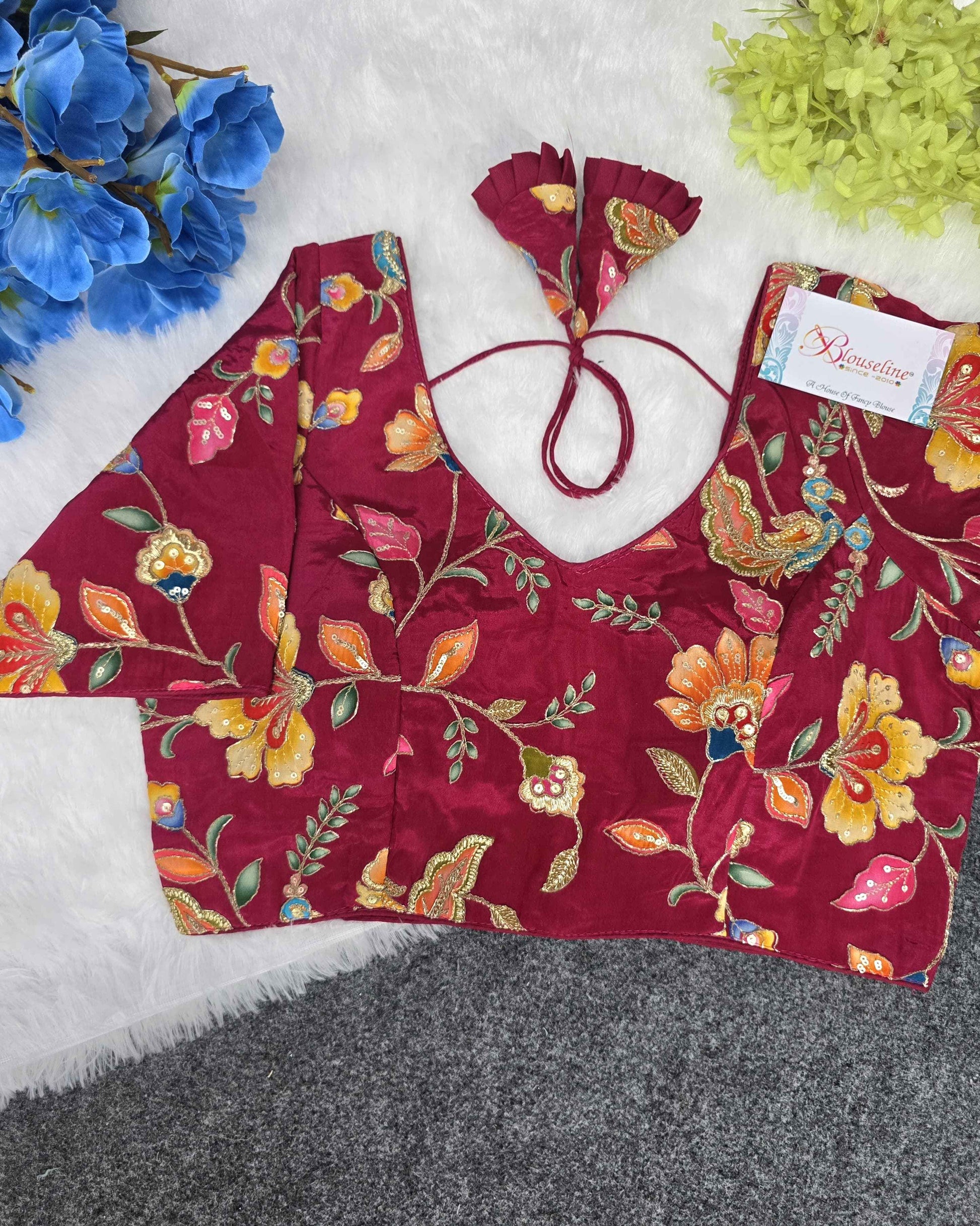 Latest Collection Crepe Viscose Position Print Blouse Manufacturer in Surat | BlouseLine