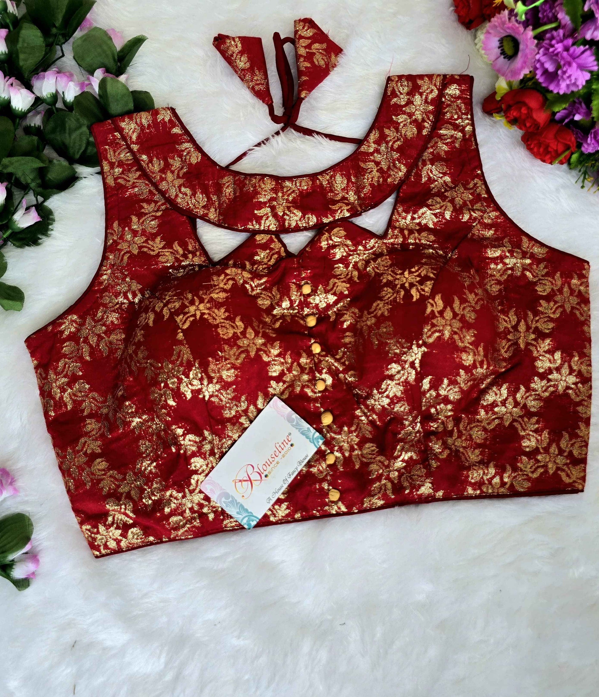 Jacquard Jari Embroidery Blouse Manufacturer in Surat | BlouseLine