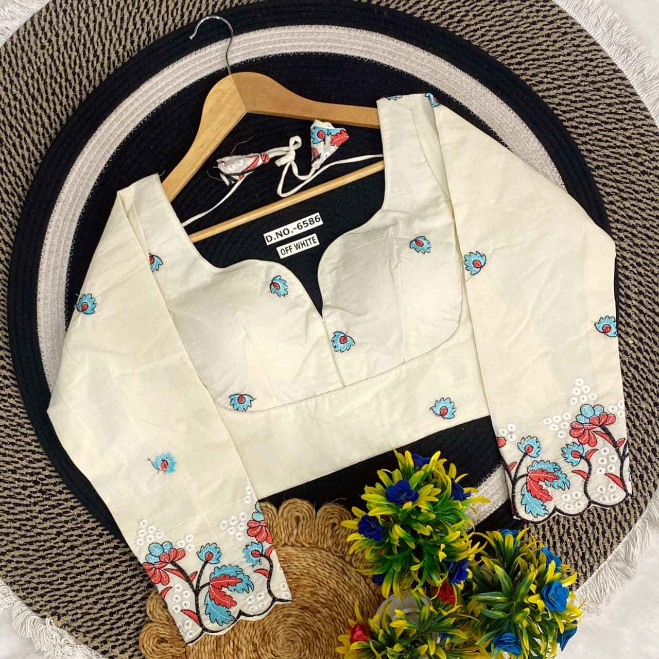 Latest Khadi Embroidery Blouse Wholesaler & Dealer in Surat – BlouseLine BL 6586