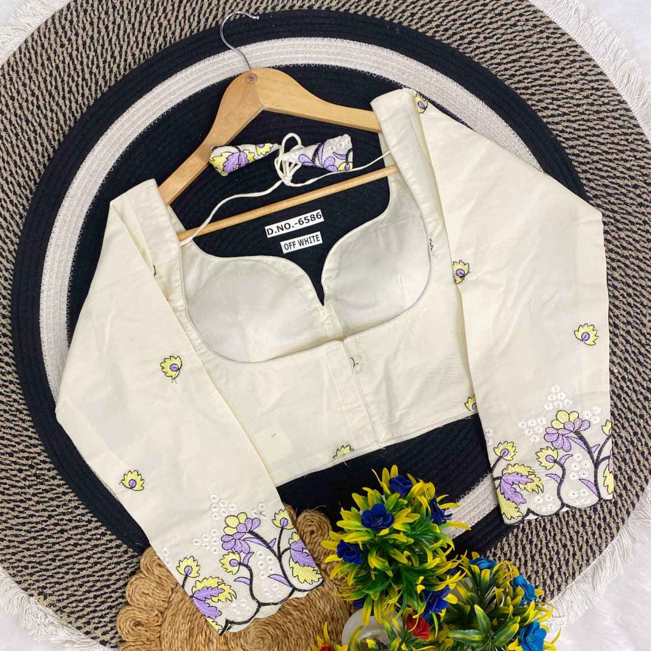 Latest Khadi Embroidery Blouse Wholesaler & Dealer in Surat – BlouseLine BL 6586