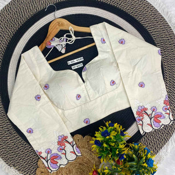 Latest Khadi Embroidery Blouse Wholesaler & Dealer in Surat – BlouseLine BL 6586