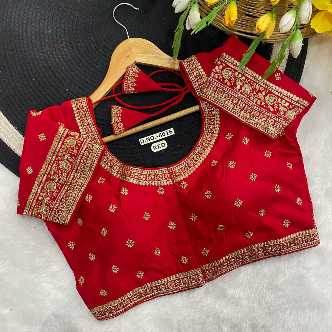 Slub Silk Embroidery Blouse for Bulk Buyers India – BlouseLine BL 6616