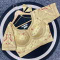 Premium Malai Silk Golden Zari Blouse with 3mm Sequins & Diamond Work - BL 6648