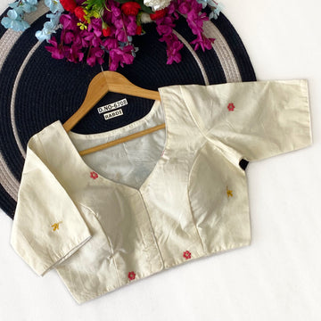 Khadi Cotton Peacock & Floral Theme blouse - BL 6708