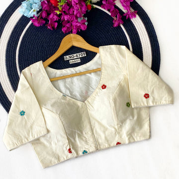 Khadi Cotton Animal & Flower Theme blouse - BL 6709