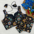 Sleeveless with Attached Sleeves Designer Blouse | Viscose Crepe | Position Print Embroidery - BL 6639