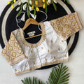 Peacock Motif Maggam Handwork Silk Saree Blouse - BL 6642