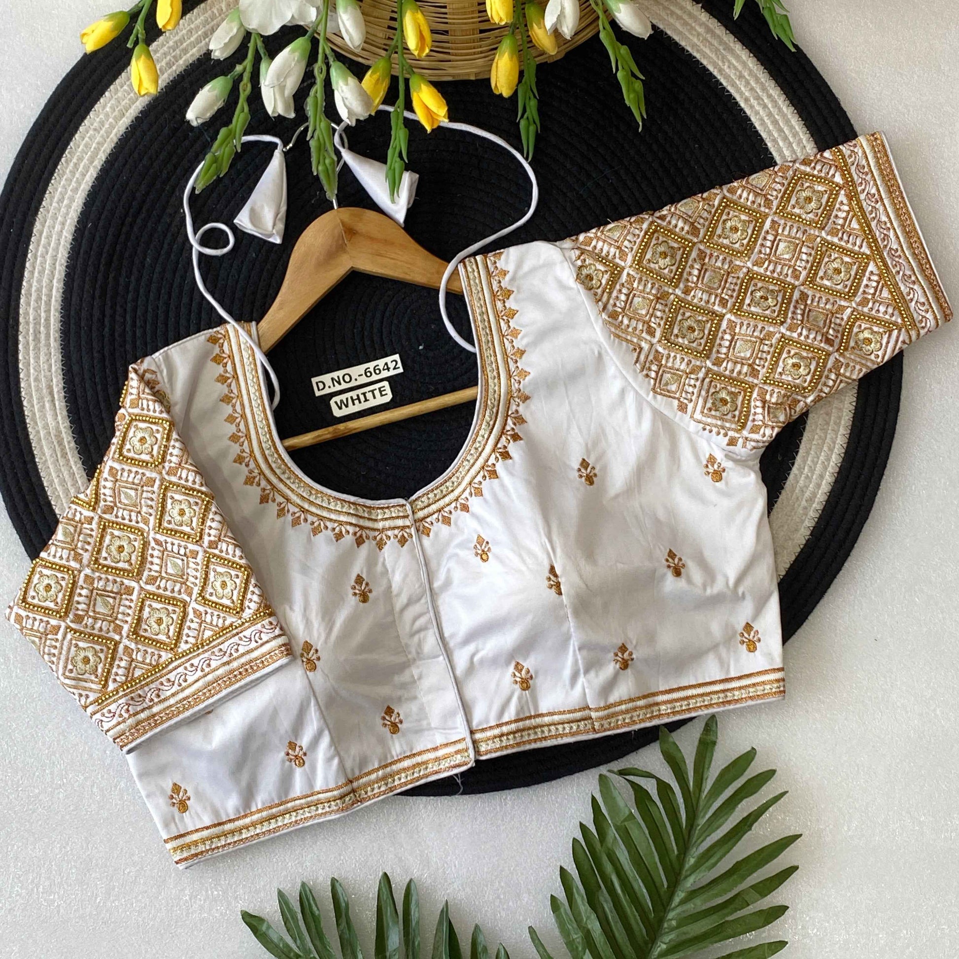 Peacock Motif Maggam Handwork Silk Saree Blouse - BL 6642