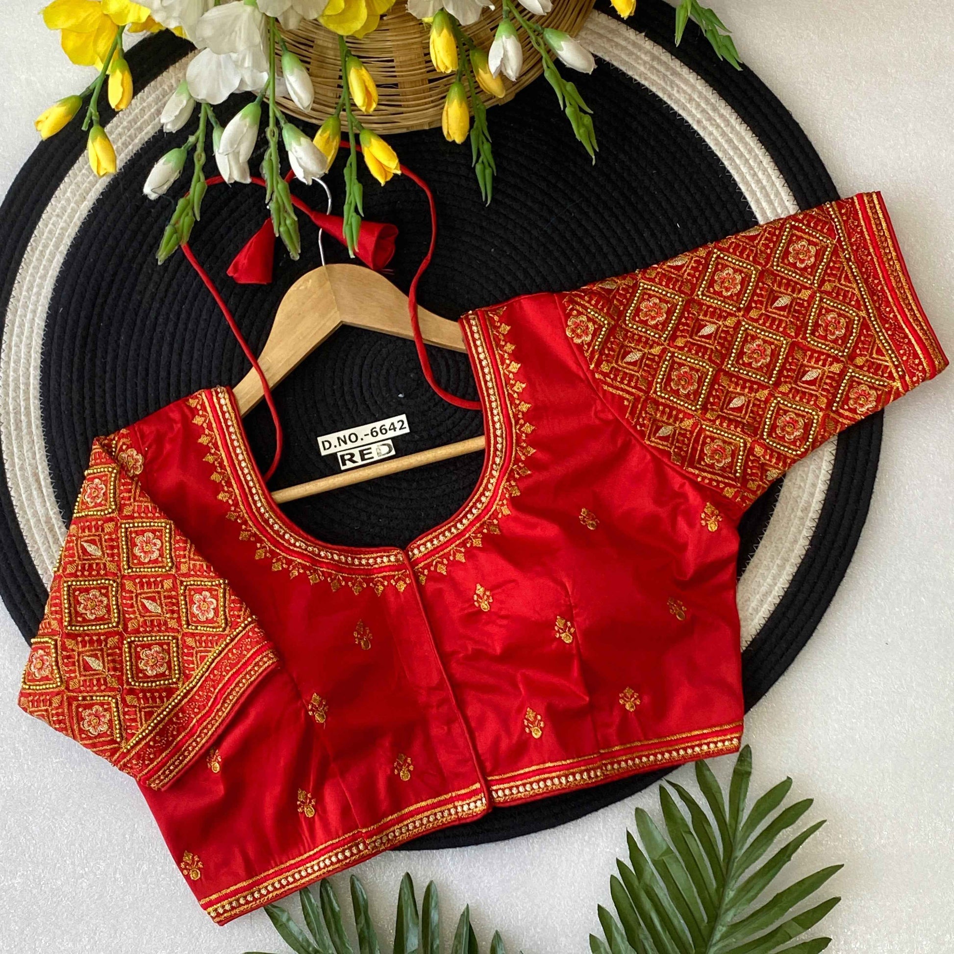 Peacock Motif Maggam Handwork Silk Saree Blouse - BL 6642