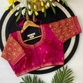 Peacock Motif Maggam Handwork Silk Saree Blouse - BL 6642
